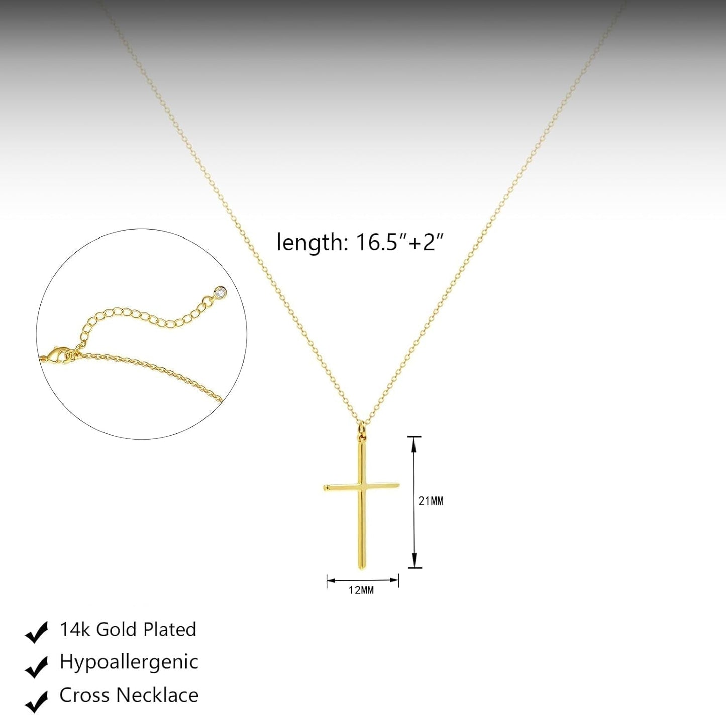 Cross Necklace for Women - 18K Gold Plated Cross Pendant Necklace Dainty Simple Gold Cross Necklace Tiny Gold Cross Necklaces for Women Trendy Gold Jewelry for Women Gift