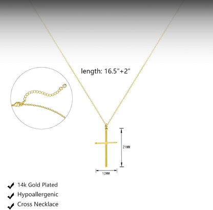 Cross Necklace for Women - 18K Gold Plated Cross Pendant Necklace Dainty Simple Gold Cross Necklace Tiny Gold Cross Necklaces for Women Trendy Gold Jewelry for Women Gift