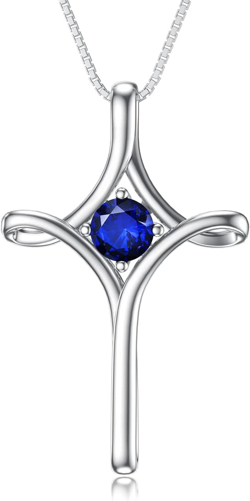 Cross Necklace for Women 925 Sterling Silver Birthstone Cross Necklace Fine Jewelry Anniversary Birthday Gifts for Her - WORLD TIME VISITS