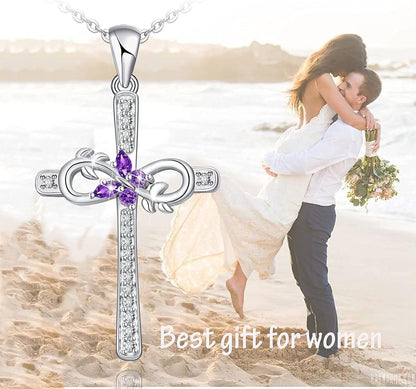 Cross Necklace for Women 925 Sterling Silver Jewelry Pendant Necklace for Mom Wife Gift for Mother'S Day or Birthday - WORLD TIME VISITS