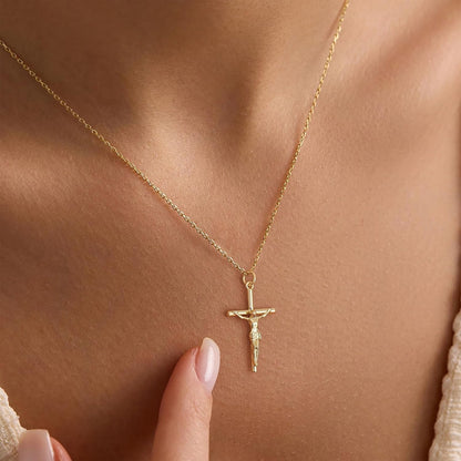 Cross Necklace for Women, Dainty 14K Gold Plated Cross Pendant Simple Long Necklaces for Women, Christian Faith Necklace Trendy Gold Jewelry Gifts for Easter