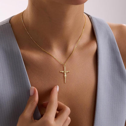 Cross Necklace for Women, Dainty 14K Gold Plated Cross Pendant Simple Long Necklaces for Women, Christian Faith Necklace Trendy Gold Jewelry Gifts for Easter - WORLD TIME VISITS