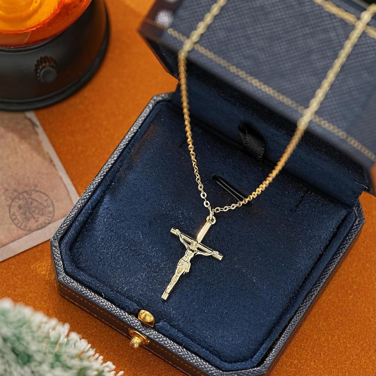 Cross Necklace for Women, Dainty 14K Gold Plated Cross Pendant Simple Long Necklaces for Women, Christian Faith Necklace Trendy Gold Jewelry Gifts for Easter