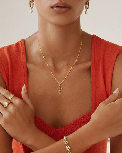 Cross Necklace for Women Dainty 14K Real Silver Gold Plated Layered Cross Pendant Necklace Stack Simple Trendy Cute Charm Choker Necklaces Jewelry Gift for Women Teen Her