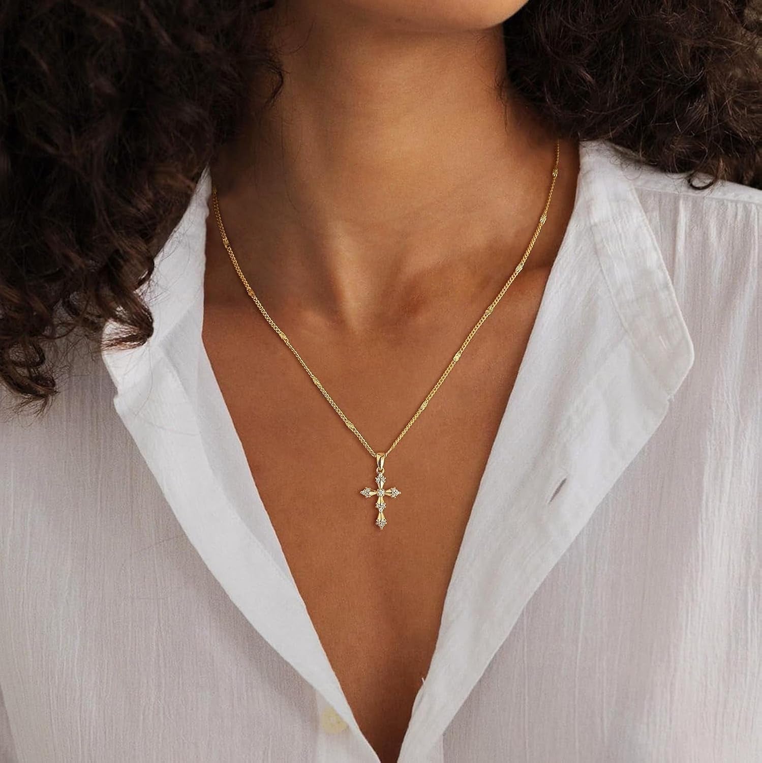 Cross Necklace for Women Dainty 14K Real Silver Gold Plated Layered Cross Pendant Necklace Stack Simple Trendy Cute Charm Choker Necklaces Jewelry Gift for Women Teen Her - WORLD TIME VISITS