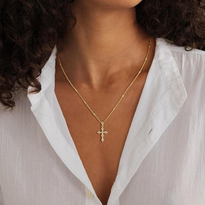 Cross Necklace for Women Dainty 14K Real Silver Gold Plated Layered Cross Pendant Necklace Stack Simple Trendy Cute Charm Choker Necklaces Jewelry Gift for Women Teen Her - WORLD TIME VISITS