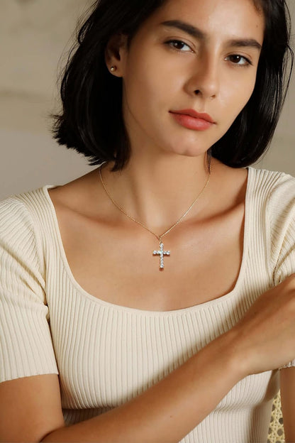 Cross Necklace for Women Gold Plated Cross Necklaces for Women 925 Sterling Silver Cross Pendant Necklaces for Women Birthday Anniversary - WORLD TIME VISITS