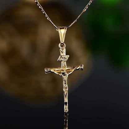 Cross Necklace for Women & Men 18K Gold Plated Flat Mariner/Marina 060 3MM Chain Necklace with Cross Pendant.
