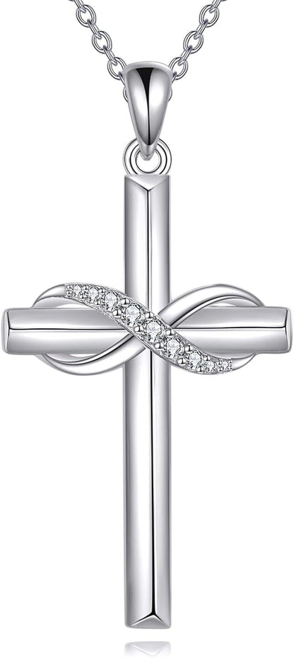 Cross Necklace for Women Sterling Silver Cross Pendant Necklace Religious Jewelry Christian Gifts - WORLD TIME VISITS
