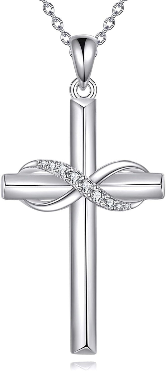 Cross Necklace for Women Sterling Silver Cross Pendant Necklace Religious Jewelry Christian Gifts - WORLD TIME VISITS