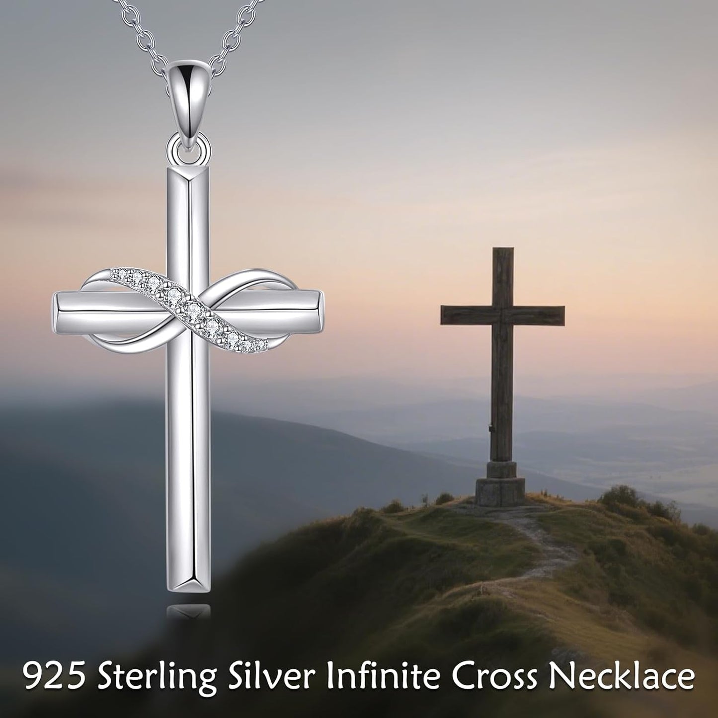 Cross Necklace for Women Sterling Silver Cross Pendant Necklace Religious Jewelry Christian Gifts