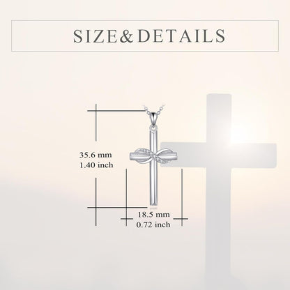 Cross Necklace for Women Sterling Silver Cross Pendant Necklace Religious Jewelry Christian Gifts