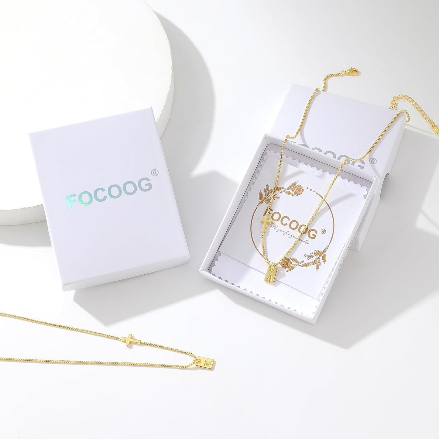 Cross Necklace for Women with Initial, 14K Gold Plated Dainty Cross Pendant Choker Initial Gold Necklace for Women Jewelry Gift