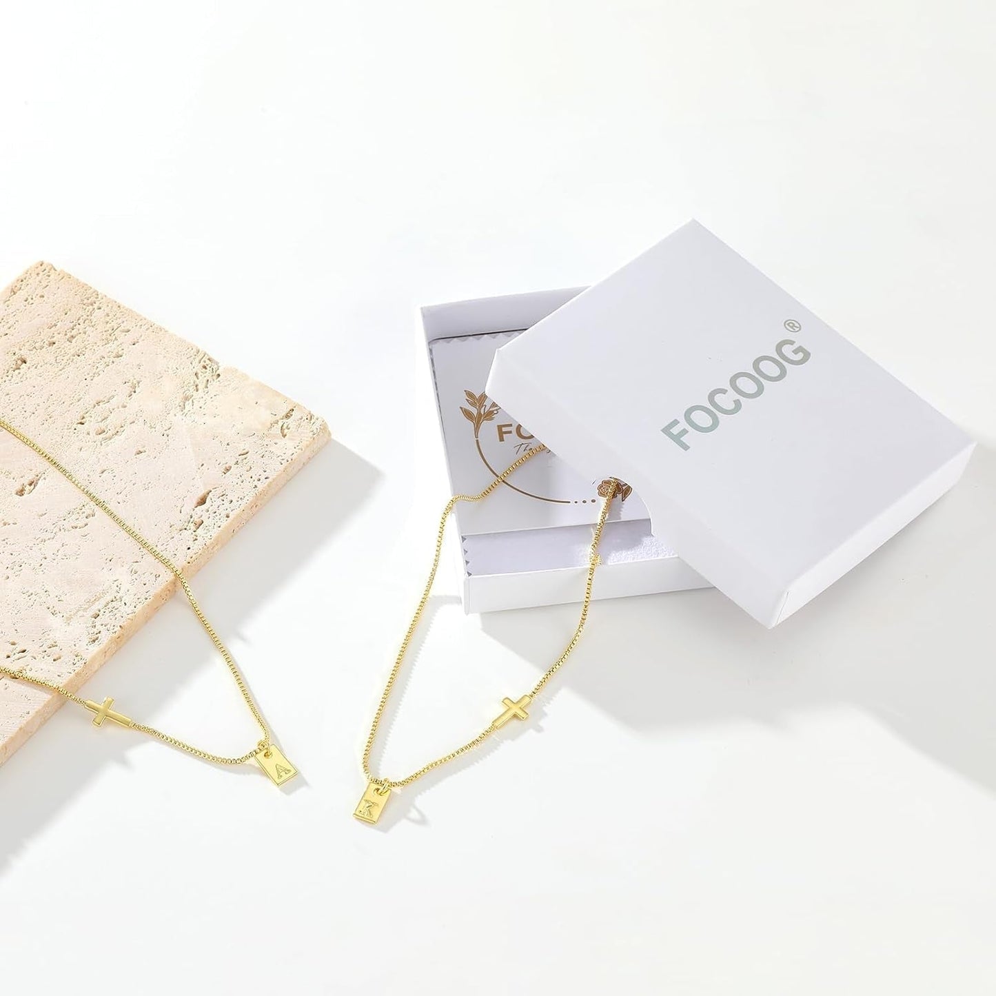 Cross Necklace for Women with Initial, 14K Gold Plated Dainty Cross Pendant Choker Initial Gold Necklace for Women Jewelry Gift