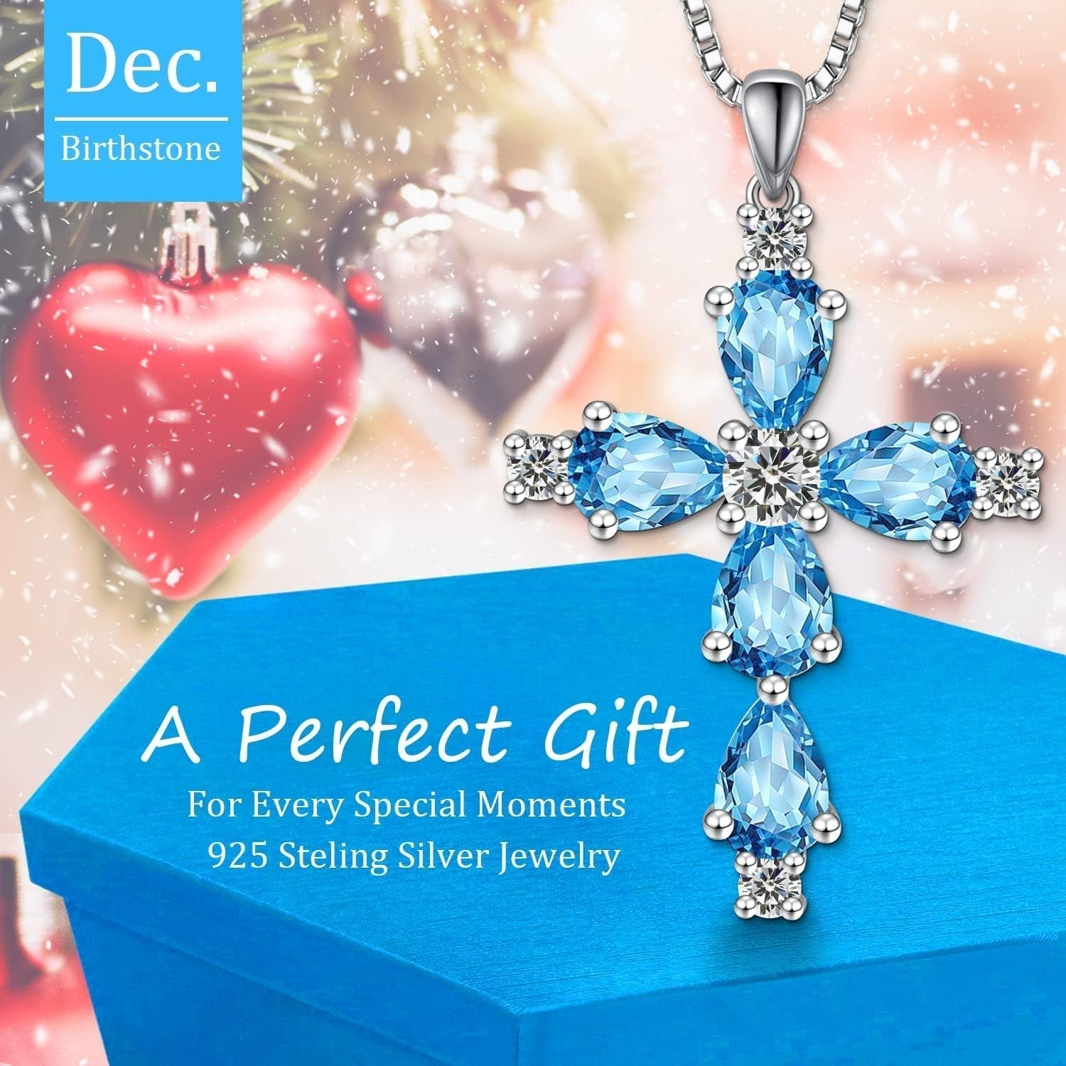 Cross Necklace for Women,925 Sterling Silver Jesus Christian Religious Birthstone Jewelry - WORLD TIME VISITS