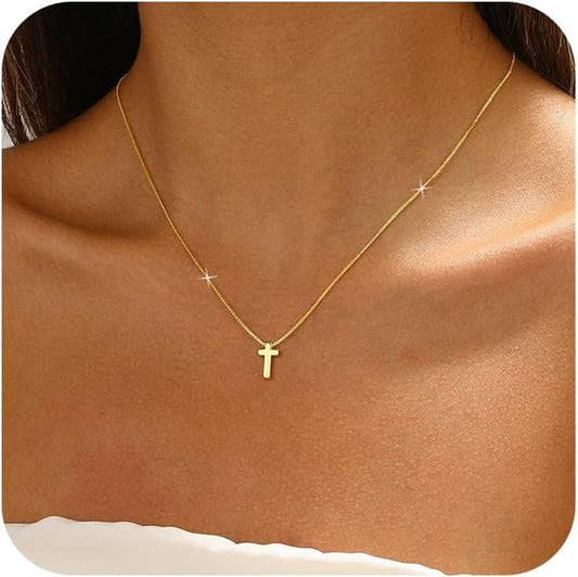 Cross Necklace for Women,Dainty 14K Gold Silver Plated Cross Choker Pendant Jewelry Non Tarnish Trendy Simple Circle Chain Small Necklace Birthday Faith Jewelry Gifts - WORLD TIME VISITS