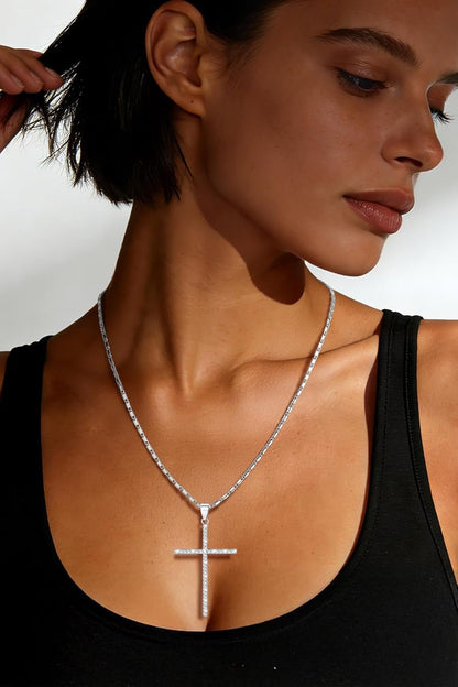 Cross Necklace for Women,Silver/14K Gold Large or Small Cross Necklaces with CZ Diamond,Faith Birthday/Christmas Gift for Her Women Mother Daughter Grandmother - WORLD TIME VISITS