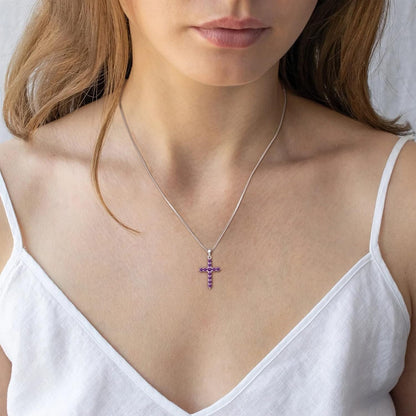 Cross Necklace Sterling Silver Crucifix Pendant Gemstones Jewelry for Women