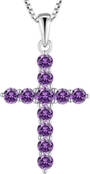 Cross Necklace Sterling Silver Crucifix Pendant Gemstones Jewelry for Women