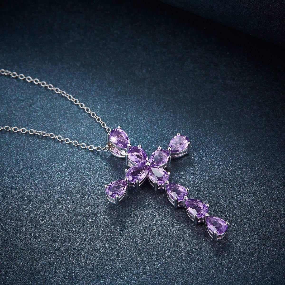 Cross Pendant for Women Girls Sterling Silver Solid 925 Setting Natural Gemstone Amethyst Citrine Peridot Blue Topaz Garnet Rhodium Plated Fine Jewelry Monday'S Day for Her