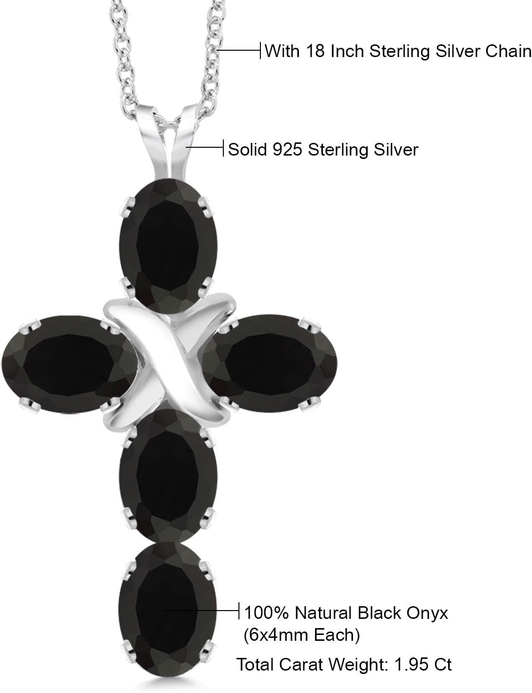 Cross Pendant Necklace for Women | 925 Sterling Silver | 6X4MM Gemstone Birthstone | Jesus Christian Religious Crucifix Jewelry Gifts | 18 Inch Chain