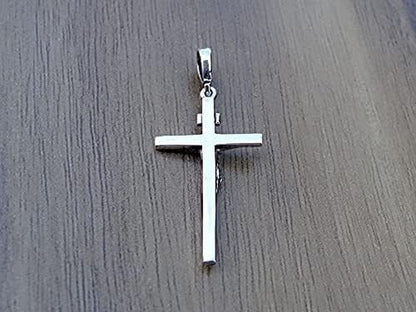 Cross Sterling Silver 925 Solid Pendant INRI Crucifix Jesus Christ Religious Unisex Jewelry