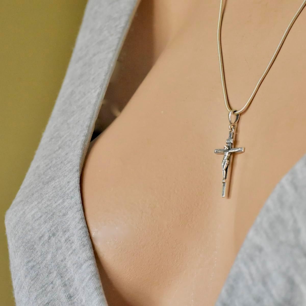 Cross Sterling Silver 925 Solid Pendant INRI Crucifix Jesus Christ Religious Unisex Jewelry