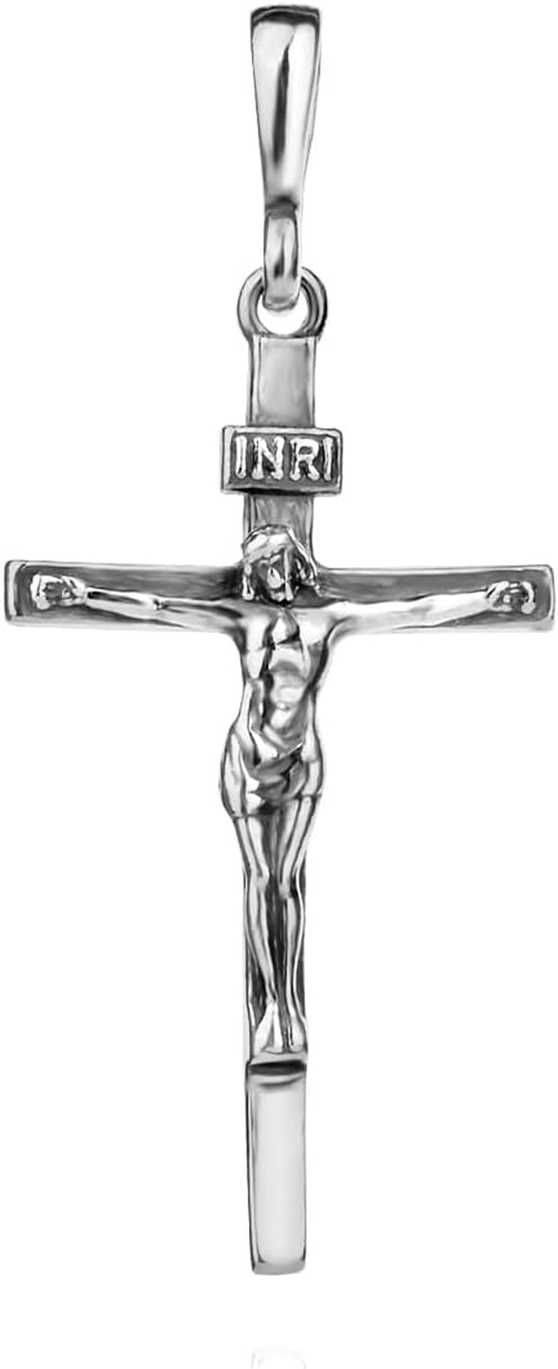 Cross Sterling Silver 925 Solid Pendant INRI Crucifix Jesus Christ Religious Unisex Jewelry - WORLD TIME VISITS