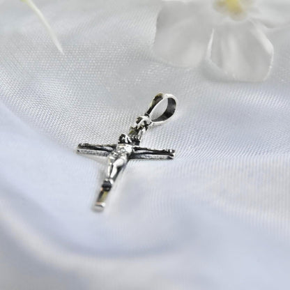 Cross Sterling Silver 925 Solid Pendant INRI Crucifix Jesus Christ Religious Unisex Jewelry - WORLD TIME VISITS