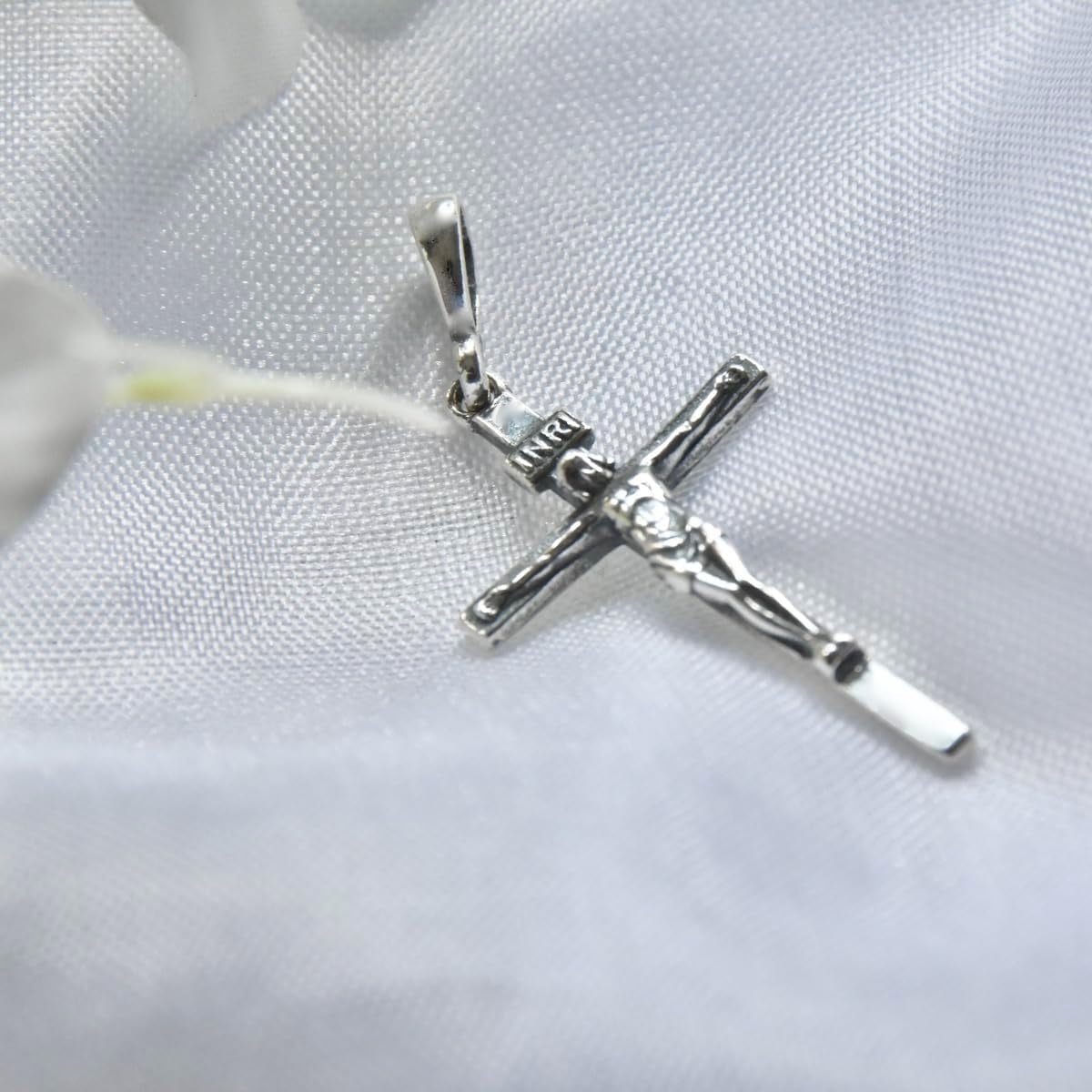 Cross Sterling Silver 925 Solid Pendant INRI Crucifix Jesus Christ Religious Unisex Jewelry - WORLD TIME VISITS