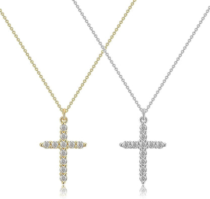 Crown Cross Necklace for Women, 14K Gold Silver Cubic Zirconia Crown Cross Necklace, Diamond Gold Silver Cross Necklaces, Dainty Cross Faith Simple Trendy Charm Jewelry Gift for Women - WORLD TIME VISITS