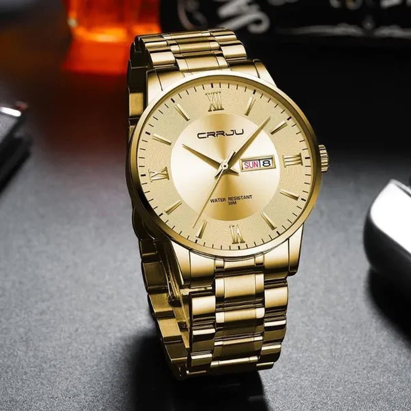 CRRJU Men's Minimalist Leisure Luxury Automatic Dating Watch Fashion Business Japanese Movement Quartz Waterproof Watch Men's Silver Stainless Steel Watch Band - WORLD TIME VISITS