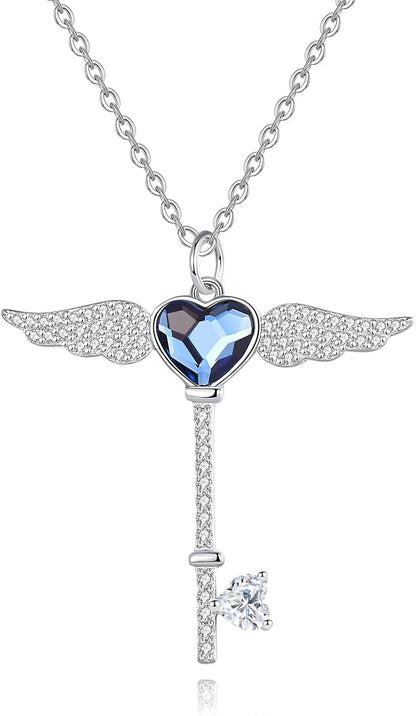 Crystal Necklace, Women'S Pendant Necklace, 925 Sterling Silver Necklace， Birthday and Valentine'S Day Jewelry Gifts for Mothers, Wives and Girls, Friends, with a Variety of Clothing, to Participate in Various Parties - WORLD TIME VISITS