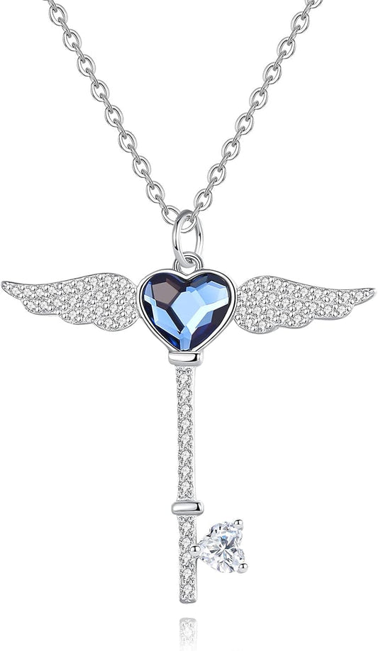 Crystal Necklace, Women'S Pendant Necklace, 925 Sterling Silver Necklace， Birthday and Valentine'S Day Jewelry Gifts for Mothers, Wives and Girls, Friends, with a Variety of Clothing, to Participate in Various Parties - WORLD TIME VISITS