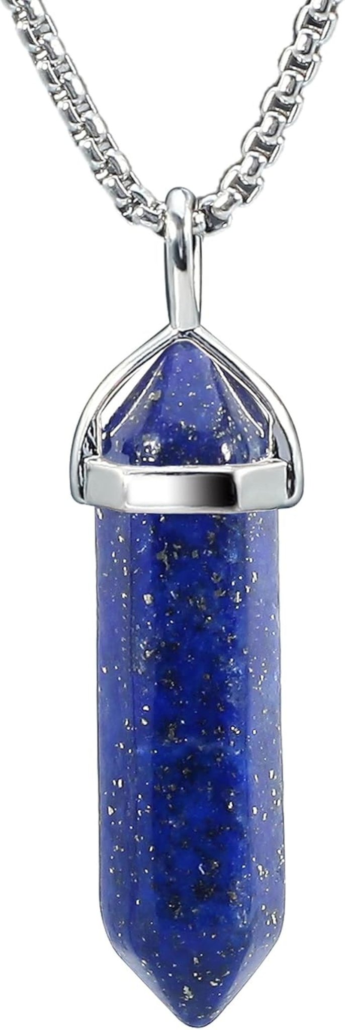 Crystal Necklaces for Women Crystal Pendant Gemstone Necklace for Spiritual Energy Healing Hexagonal Pendant Divination for Men (18 Inches Stainless Chain) - WORLD TIME VISITS
