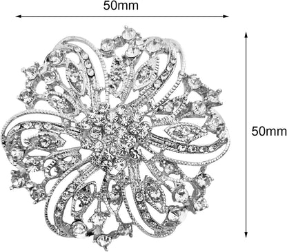 Crystal Rhinestone Brooch for Women Silver Twisted Petals Flower Brooch Pins for Women Silver Brooch for Women Clear Rhinestone Brooch Pins Rhinestone Jewelry Pins for DIY Bridal Wedding Bouquet - WORLD TIME VISITS