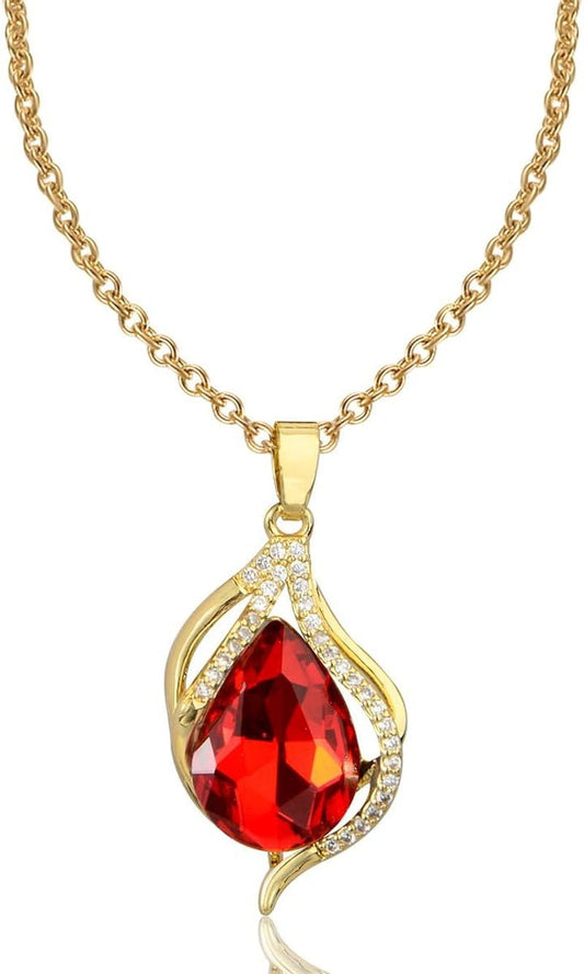 Cubic Zirconia Pendant Necklace Women - 14K Gold Plated CZ Simulated Diamond Crystal Lucky Tree of Life Cross Teardrop Rhinestone Necklace for Wedding Party Prom Bride Bridesmaids Birthday Gift - WORLD TIME VISITS
