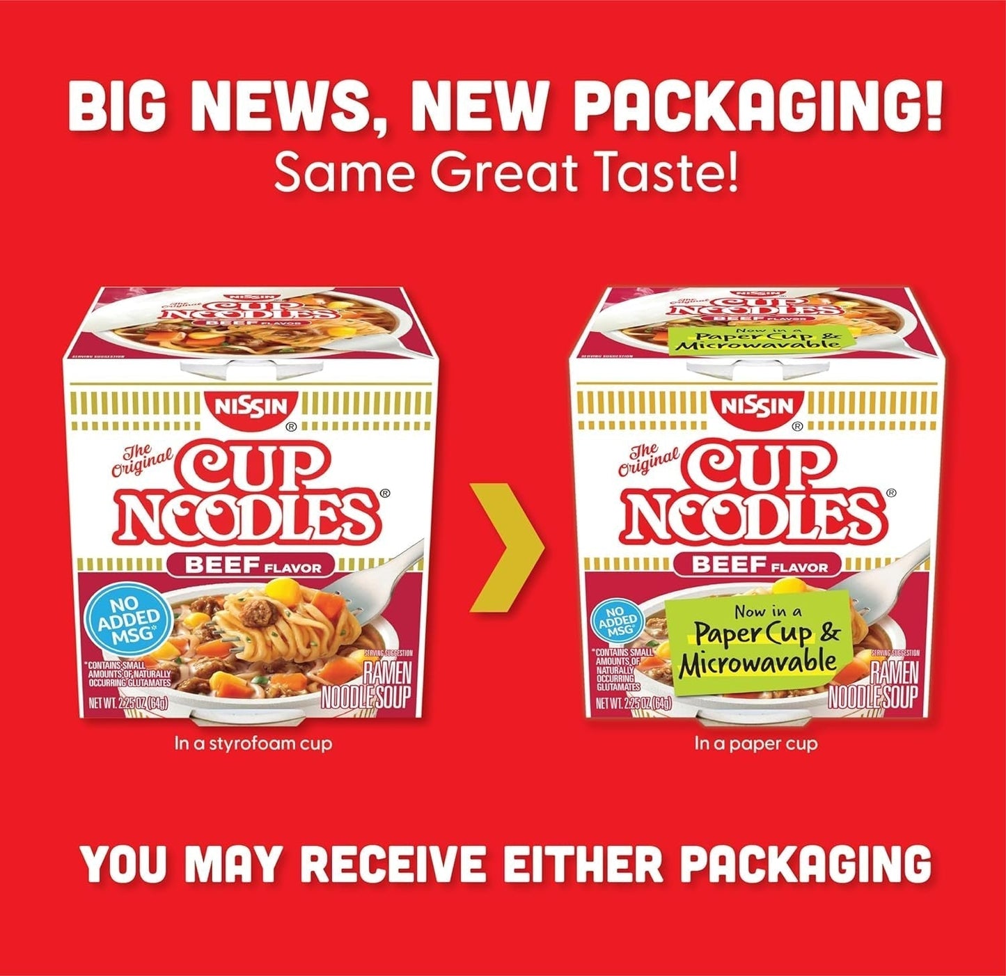 Cup Noodles Soup, Beef Flavor, Microwaveable Paper Cups, Instant Ramen, 2.25 Ounce (Pack of 12) - WORLD TIME VISITS