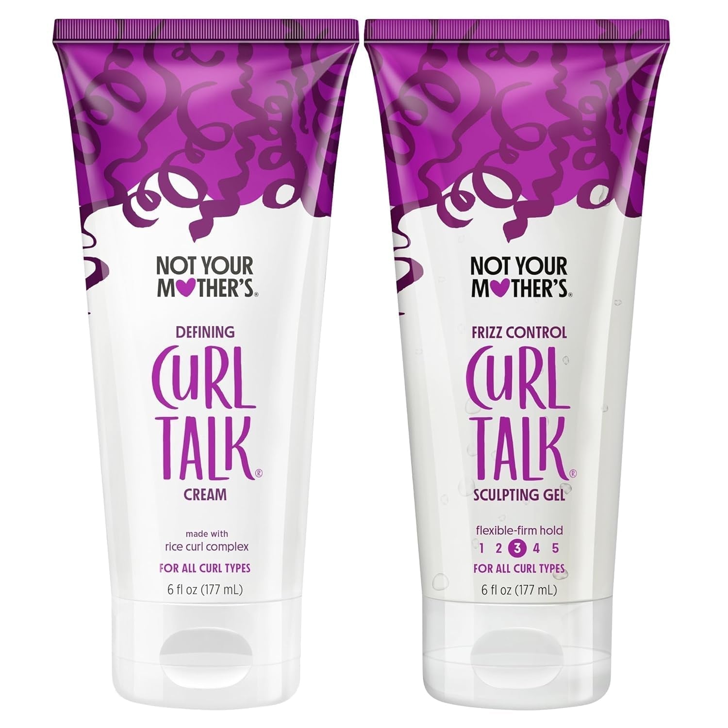 Curl Talk Frizz Control Sculpting Gel & Defining Cream (2 - Pack) - 6 Fl Oz - Formulated with Rice Curl Complex - All Curly Hair Types - WORLD TIME VISITS