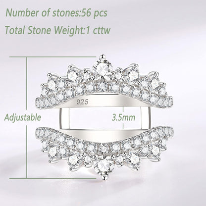 Curved Wedding Ring for Women Ring Enhancers Guard for Engagement Rings 925 Sterling Silver CZ