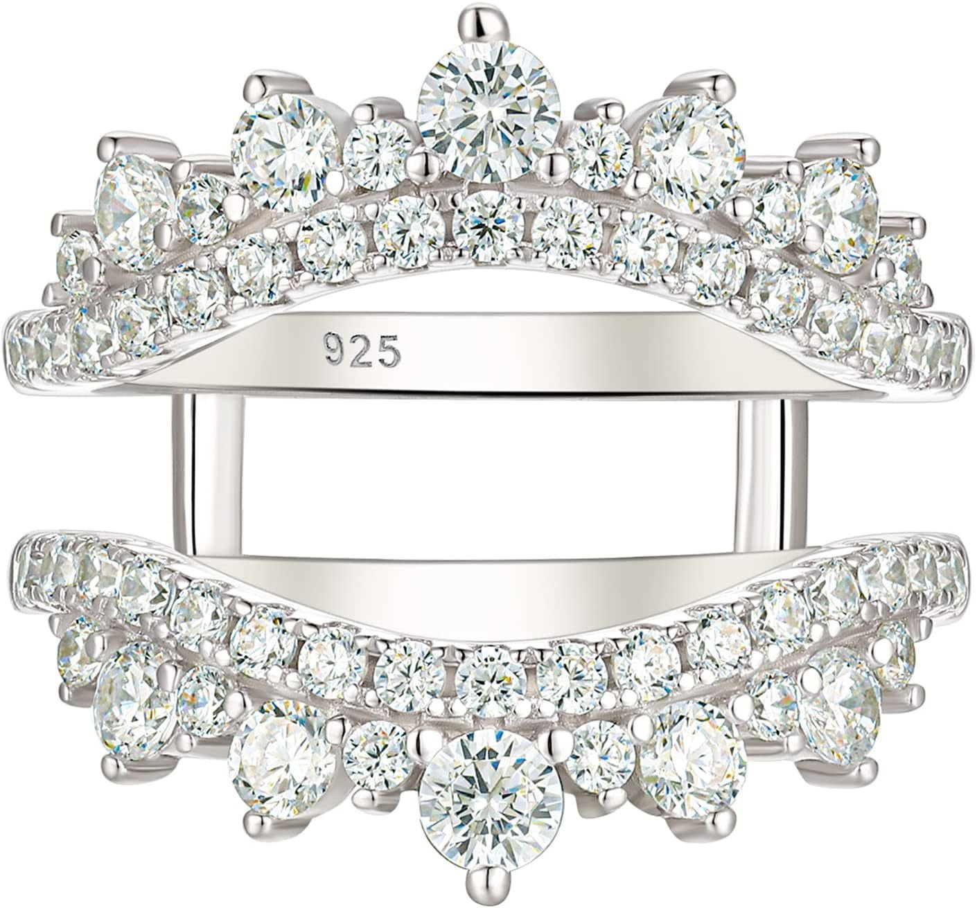 Curved Wedding Ring for Women Ring Enhancers Guard for Engagement Rings 925 Sterling Silver CZ - WORLD TIME VISITS