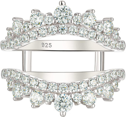 Curved Wedding Ring for Women Ring Enhancers Guard for Engagement Rings 925 Sterling Silver CZ - WORLD TIME VISITS