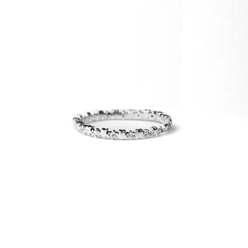 Cute Super Thin 925 Sterling Silver CZ Diamond Star Rings Wedding Engagement Party Gifts for Women Lady Girl