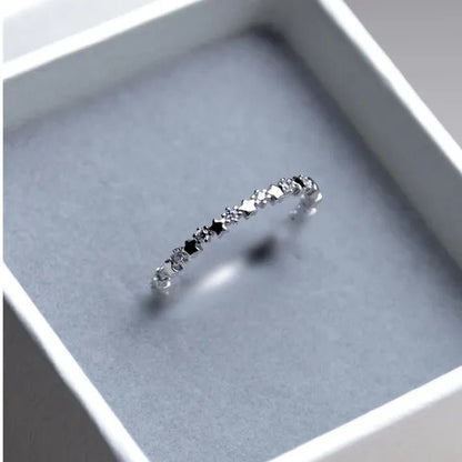 Cute Super Thin 925 Sterling Silver CZ Diamond Star Rings Wedding Engagement Party Gifts for Women Lady Girl
