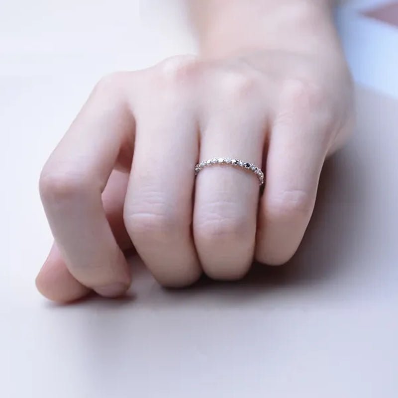Cute Super Thin 925 Sterling Silver CZ Diamond Star Rings Wedding Engagement Party Gifts for Women Lady Girl - WORLD TIME VISITS
