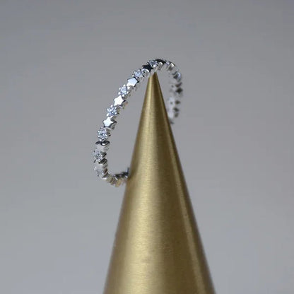 Cute Super Thin 925 Sterling Silver CZ Diamond Star Rings Wedding Engagement Party Gifts for Women Lady Girl