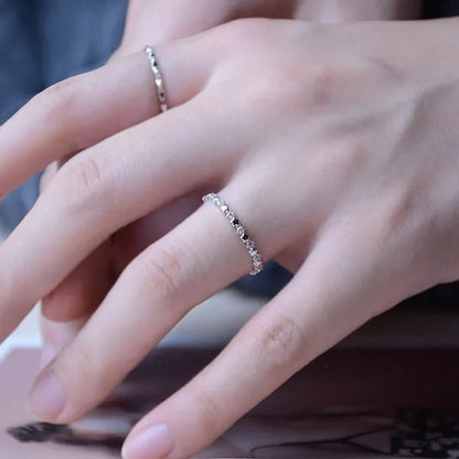 Cute Super Thin 925 Sterling Silver CZ Diamond Star Rings Wedding Engagement Party Gifts for Women Lady Girl