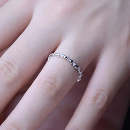 Cute Super Thin 925 Sterling Silver CZ Diamond Star Rings Wedding Engagement Party Gifts for Women Lady Girl