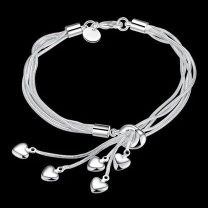 925 Sterling Silver Bracelet Necklace Earrings Set for Women High Quality Heart Shape Wedding and Engagement Jewelry