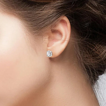 Sterling Silver Cubic Zirconia Stud Earrings 3 Carat Weight CZ- Lusoro